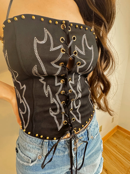Outlaw Black Corset Top