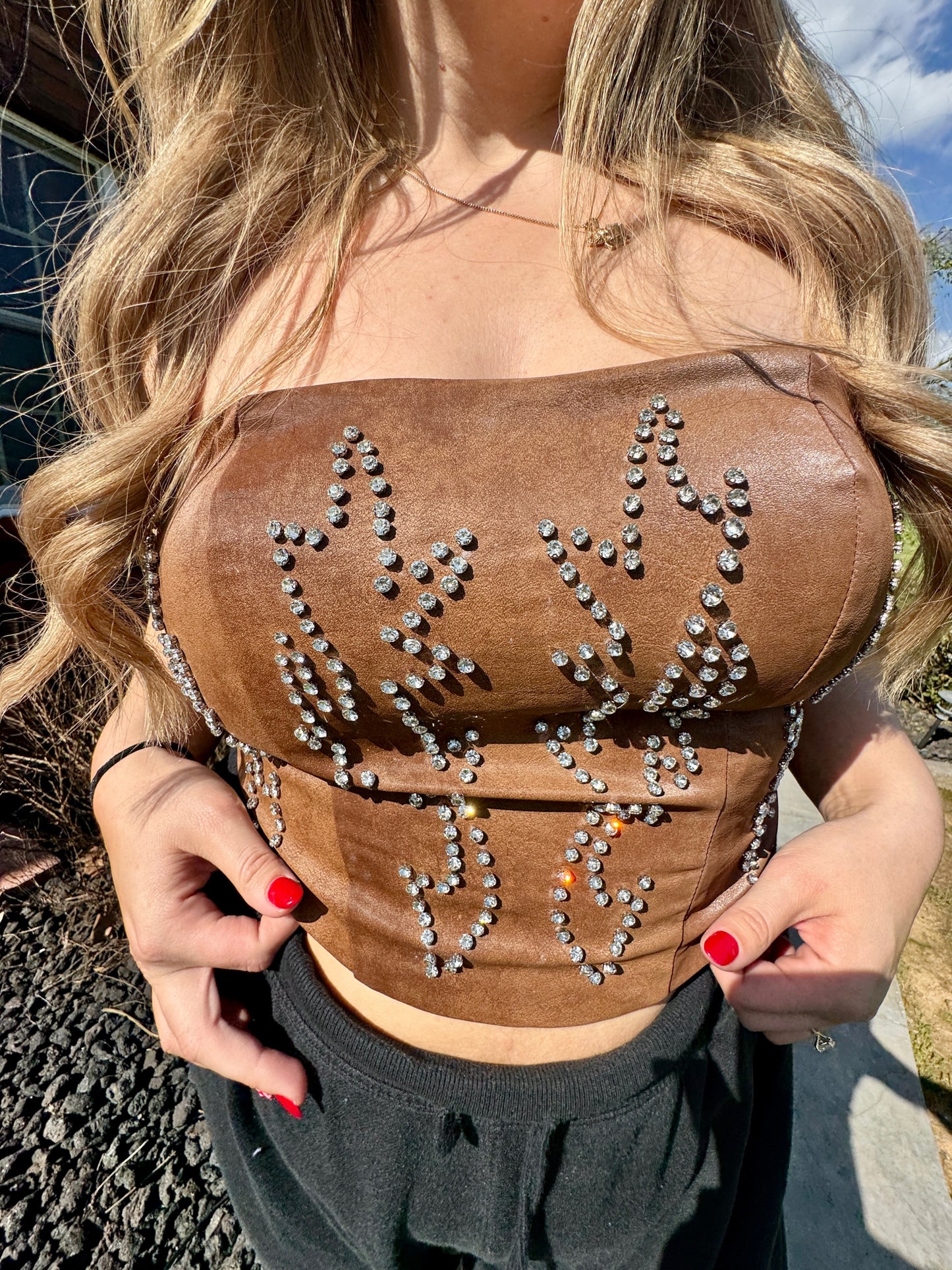 Studded Leather Corset Top