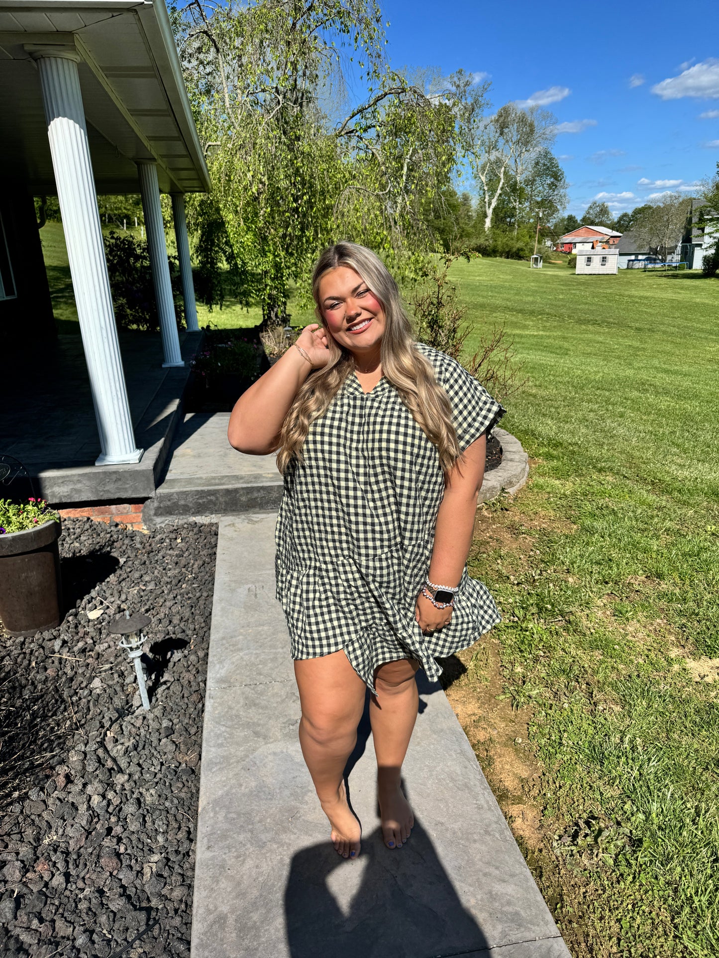 Rustic Gingham Dress - Plus Size