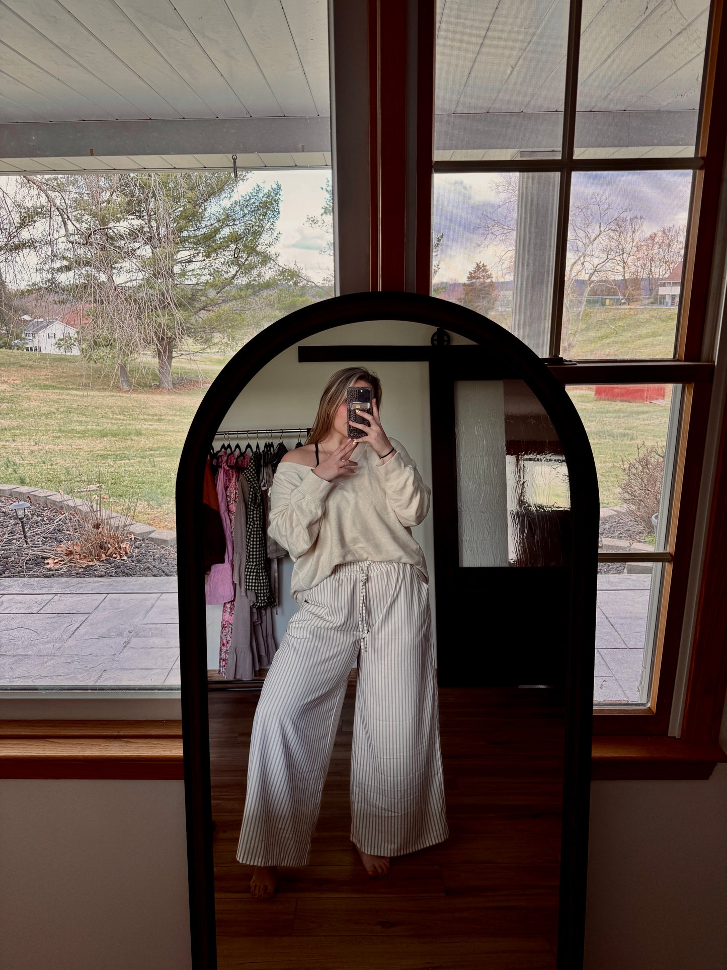 Pinstriped Wide-Leg Pants - Plus Size