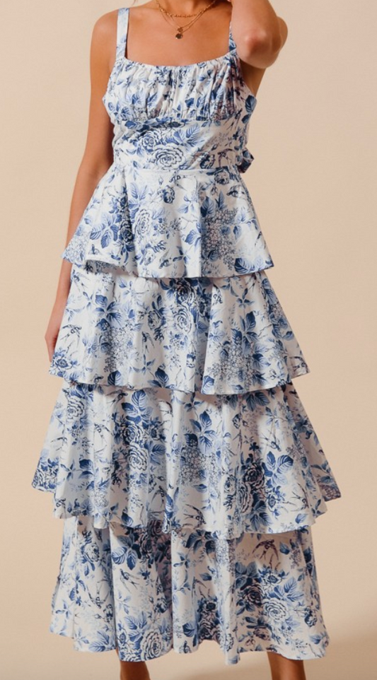Blue Floral Maxi Dress