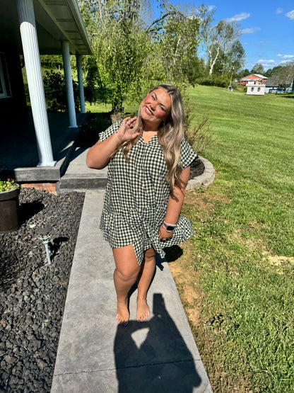 Rustic Gingham Dress - Plus Size