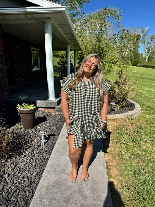 Rustic Gingham Dress - Plus Size
