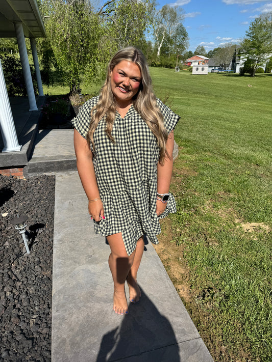 Rustic Gingham Dress - Plus Size