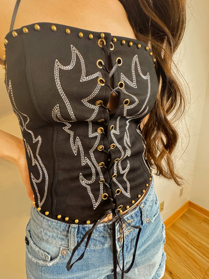 Outlaw Black Corset Top