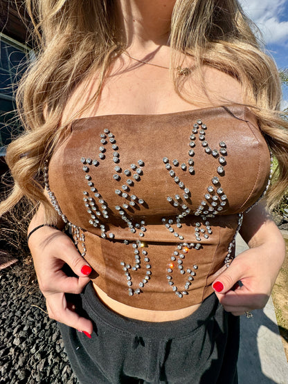 Studded Leather Corset Top