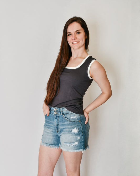 Ribbed U Neck Tank