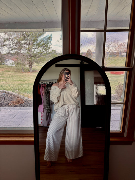 Pinstriped Wide-Leg Pants - Plus Size